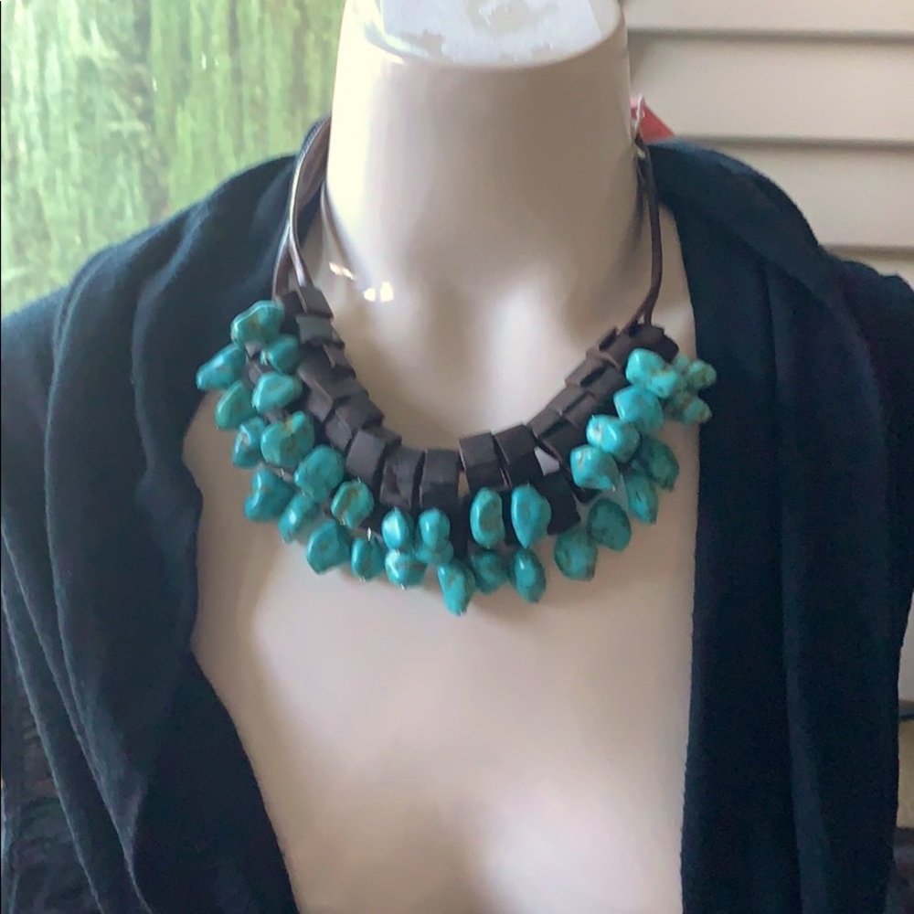 Super cute leather and turquoise necklace.